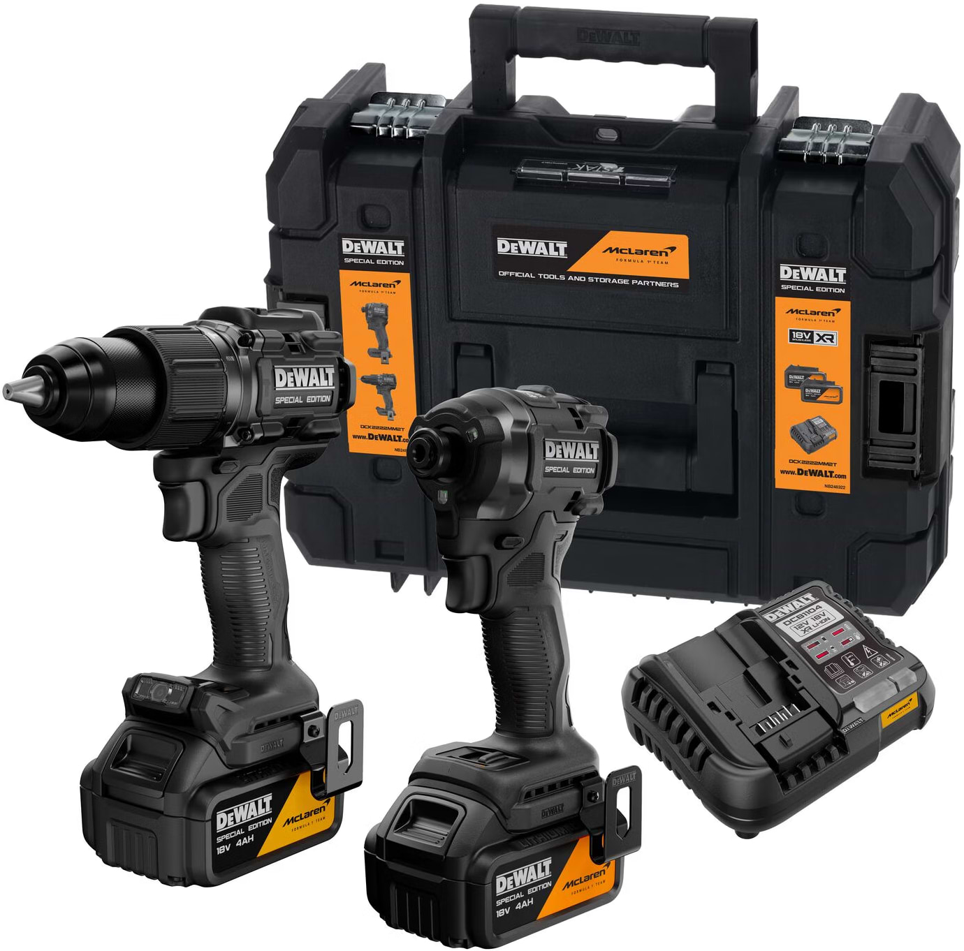 Набор электроинструментов DeWALT McLaren F1 TEAM SPECIAL EDITION 18В XR Li-lon (DCK2222MM2T)